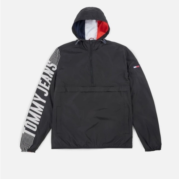 Vintage Tommy Hilfiger Jean Windbreaker 90s spell out Anorak Jacket Vtg - Picture 1 of 11